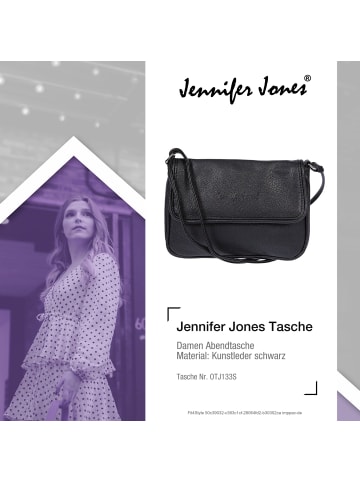 Jennifer Jones Abendtasche, Umhängetasche Kunstleder schwarz ca. 19cm