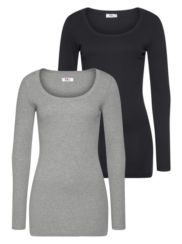 FLASHLIGHTS Langarmshirt in grau, schwarz