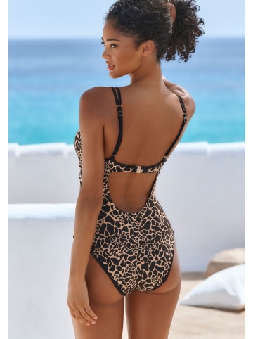 LASCANA Badeanzug in schwarz-gold