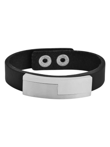 Adeliás Unisex Armband aus Leder 23 cm in schwarz