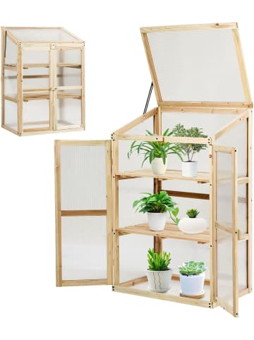 COSTWAY 3 Etagen Hochbeet Holz in Hellbraun