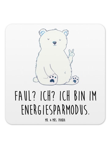 Mr. & Mrs. Panda Untersetzer Eisbär Faul mit Spruch in Weiß