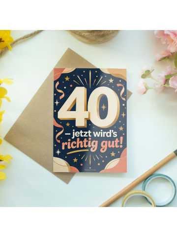 Geburtstagskarte 40. Geburtstag Zahl festlich D... in Weiß