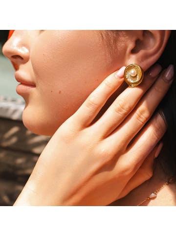 Adeliás Damen Ohrringe – Ohrstecker aus Edelstahl mit Perle in weiß
