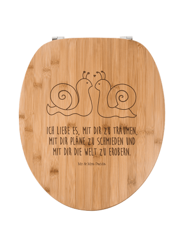 Mr. & Mrs. Panda WC Sitz Aus Holz Schnecken Liebe mit Spruch in Transparent