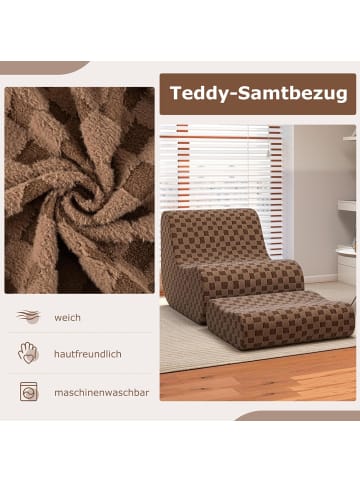 COSTWAY Sitzsack Sessel mit Hocker in Braun