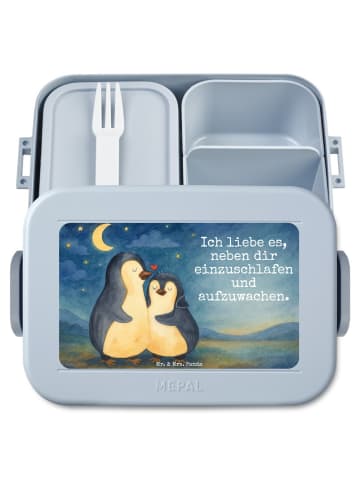Mr. & Mrs. Panda Essensbox Pinguine Einschlafen Design mit Spruch in Blau Pastell
