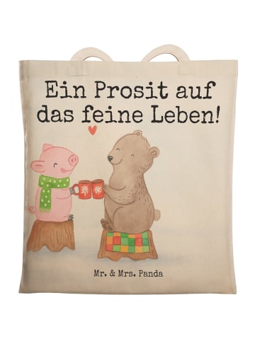 Mr. & Mrs. Panda Tote Bag Glühschwein Sause Design mit Spruch in Weiß