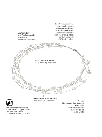 Valero Pearls Kette aus Sterling Silber mit Süßwasser-Zuchtperle in weiß