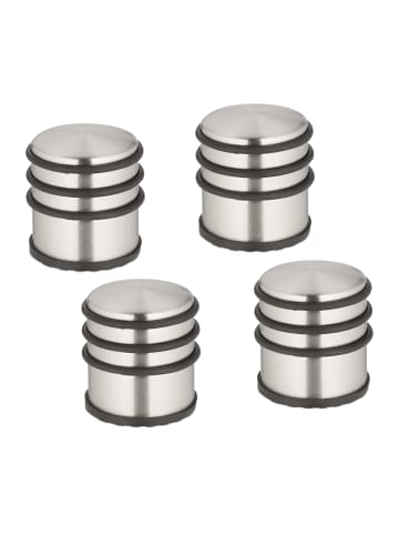 relaxdays 4 x Türstopper in Silber/ Schwarz - (H)7,5 x Ø 7 cm
