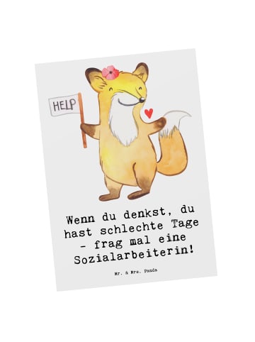 Mr. & Mrs. Panda Postkarte Sozialarbeiterin Stärketage mit Spruch in Weiß