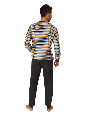NORMANN langarm Frottee Schlafanzug Pyjama Bündchen - 82265 in orange