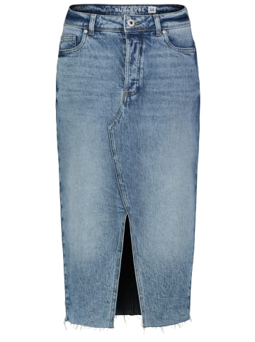 Sublevel Jeans Mindi Rock mit Fransensaum und Schlitz in Blau