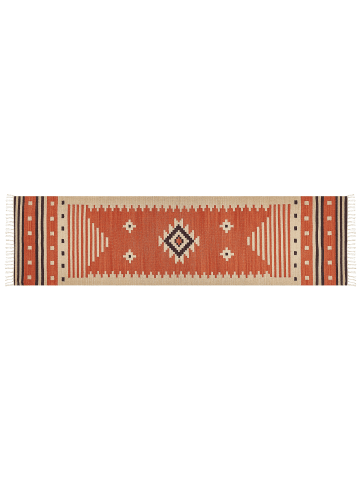 Beliani Kelim GAVAR in Orange/Beige/Braun - (W) 80 x (L) 300 cm