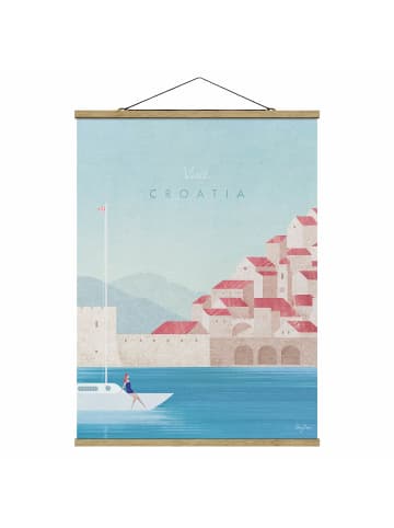 WALLART Stoffbild mit Posterleisten - Reiseposter - Croatia in Blau