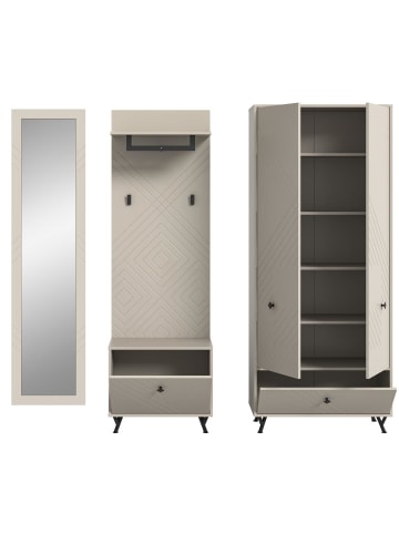ebuy24 Garderobenmöbel Notes (4-teilig) Beige 215 x 35 cm