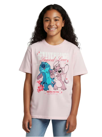 Lilo & Stitch Disney Lilo & Stitch T-Shirt Tropical Love Oberteil Shirt kurzärmlig in rosa