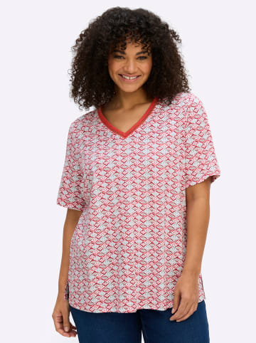 sheego Shirt in koralle-bordeaux-bedruckt