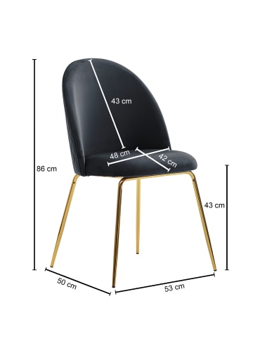 KADIMA DESIGN Design Esszimmerstuhl 2er Set Samt Gepolstert, Küchenstuhl in Schwarz