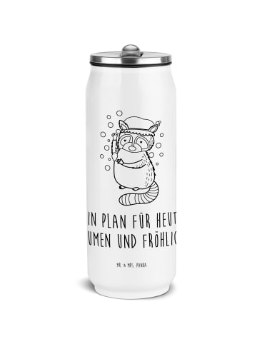Mr. & Mrs. Panda Trinkflasche Waschbär mit Spruch in Weiß