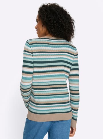 Sieh an! Langarm-Pullover in ozean-kalkmint-geringelt