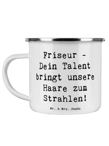 Mr. & Mrs. Panda Kaffeebecher Spruch Friseur Talent mit Spruch in Weiß
