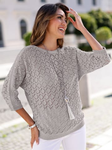 WITT WEIDEN Ajour-Pullover in hellgrau-meliert