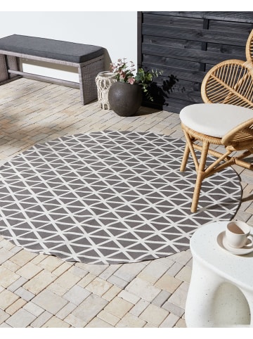 Beliani Outdoorteppich PANAJI in Grau/Weiß - (W) 160 x (L) 160 cm