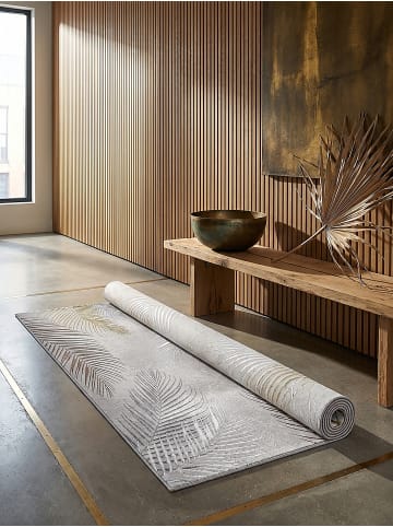 KADIMA DESIGN Teppichläufer Floral pflegeleicht Wohnzimmer Schlafzimmer Flur in Grau
