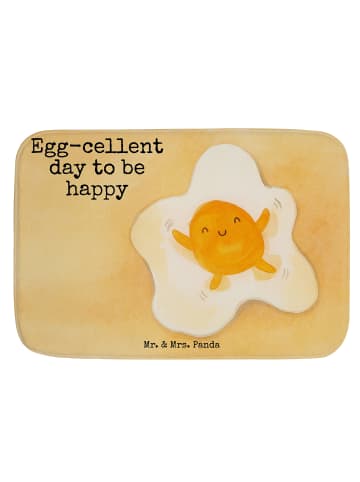 Mr. & Mrs. Panda Badezimmerteppich Spiegelei Ei Design mit Spruch in Weiß