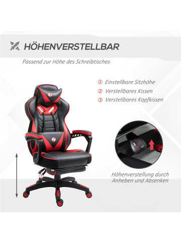 Vinsetto Gaming-Stuhl-65B x 70T x 118,5-128,5H cm-Schwarz+Rot