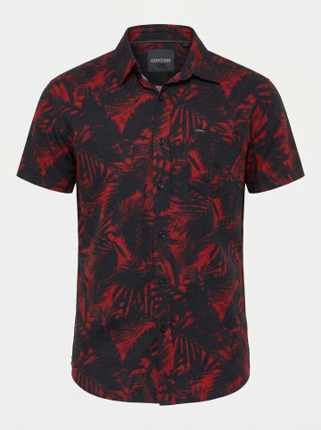 KOROSHI Herren kurzarm-viskosehemd in rot