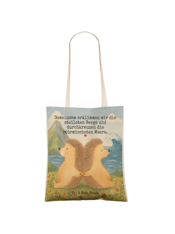 Mr. & Mrs. Panda Shopping Bag Igel händchenhaltend Design mit Sp... in Weiß