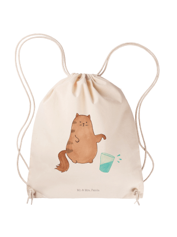 Mr. & Mrs. Panda Gym-Tasche Katze Wasserglas ohne Spruch in Creme