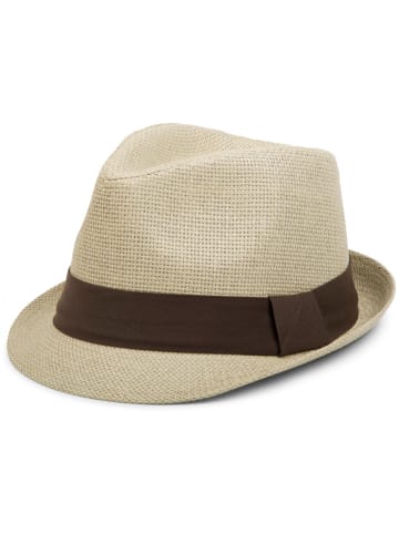 styleBREAKER Trilby Hut in Sand / Dunkelbraun