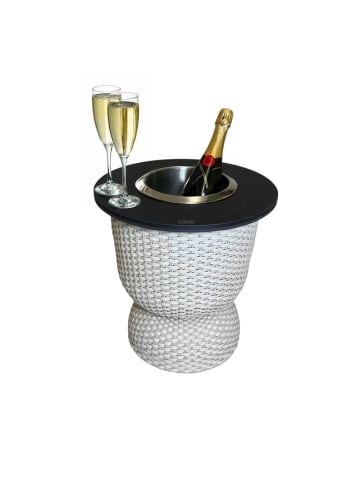COOTAB Cooler Table 3-in-1 Loungetisch mit Edelstahl-Kühler Paris 43 cm in Champagner/Schwarz