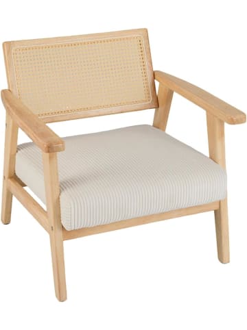 COSTWAY Loungesessel mit Rattan-Rückenlehne in Hellbraun