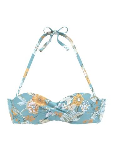 Sunseeker Bügel-Bandeau-Bikini-Top in aqua bedruckt