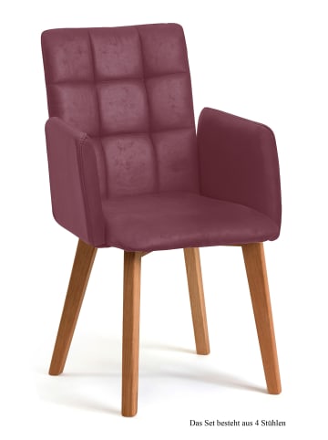 58 aufm Kessel ARMLEHNSTUHL (4er-Set) Dareia 52x91x60 Eiche geölt/Marsala
