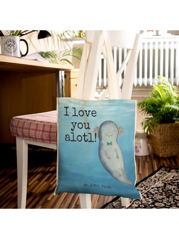 Mr. & Mrs. Panda Tasche Axolotl Liebe Design mit Spruch in Weiß