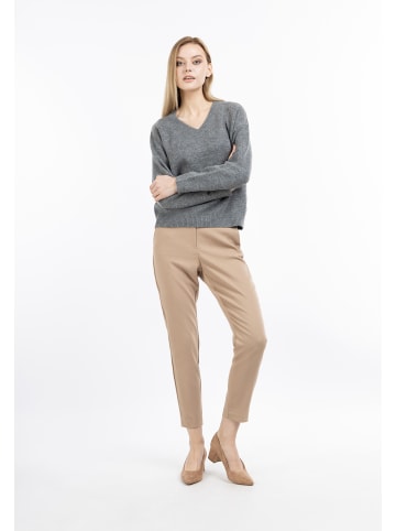 DreiMaster Klassik Damen Strick Pullover in Grau Melange