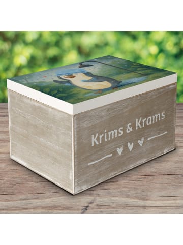 Mr. & Mrs. Panda Holzkiste Pinguin Duschen Design ohne Spruch in Weiß