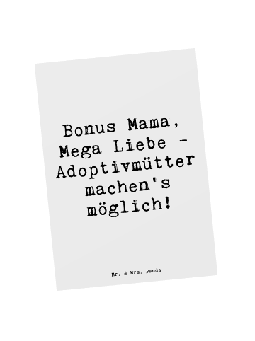 Mr. & Mrs. Panda Postkarte Adoptivmutter Liebe mit Spruch in Weiß
