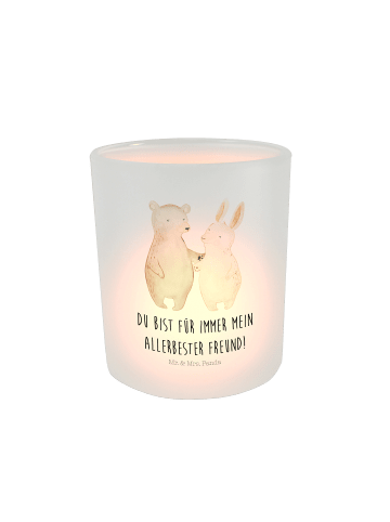 Mr. & Mrs. Panda Kerzenhalter Bär und Hase Umarmen mit Spruch in Transparent