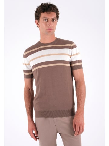 Organication T-Shirt "MOR15951" in Tieftaupe/Beige/Cremeweiß