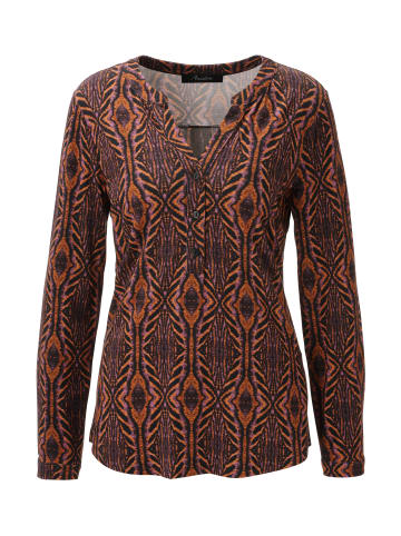 Aniston CASUAL Schlupfbluse in schwarz-orange-terrakotta-lila-lavendel