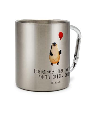 Mr. & Mrs. Panda Edelstahltasse Pinguin Luftballon mit Spruch in Silber