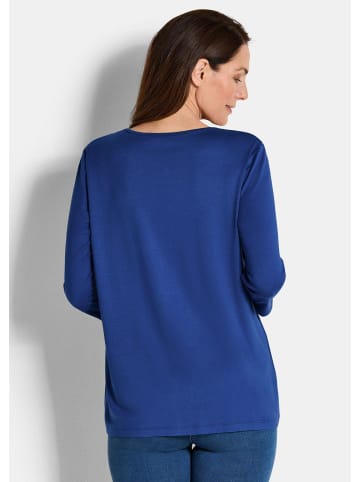 GOLDNER Kurzgröße:  Blusenshirt Viskose-Oberteil mit Halbarm in royalblau