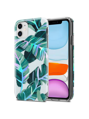 cadorabo Hülle für Apple iPhone 11 Blumen Muster in BANANENBLÄTTER