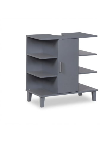 relaxdays Waschbeckenunterschrank in Grau - (B)64 x (H)65 x (T)31 cm